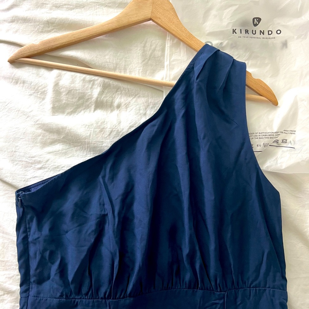 Blue one shoulder tiered summer dress